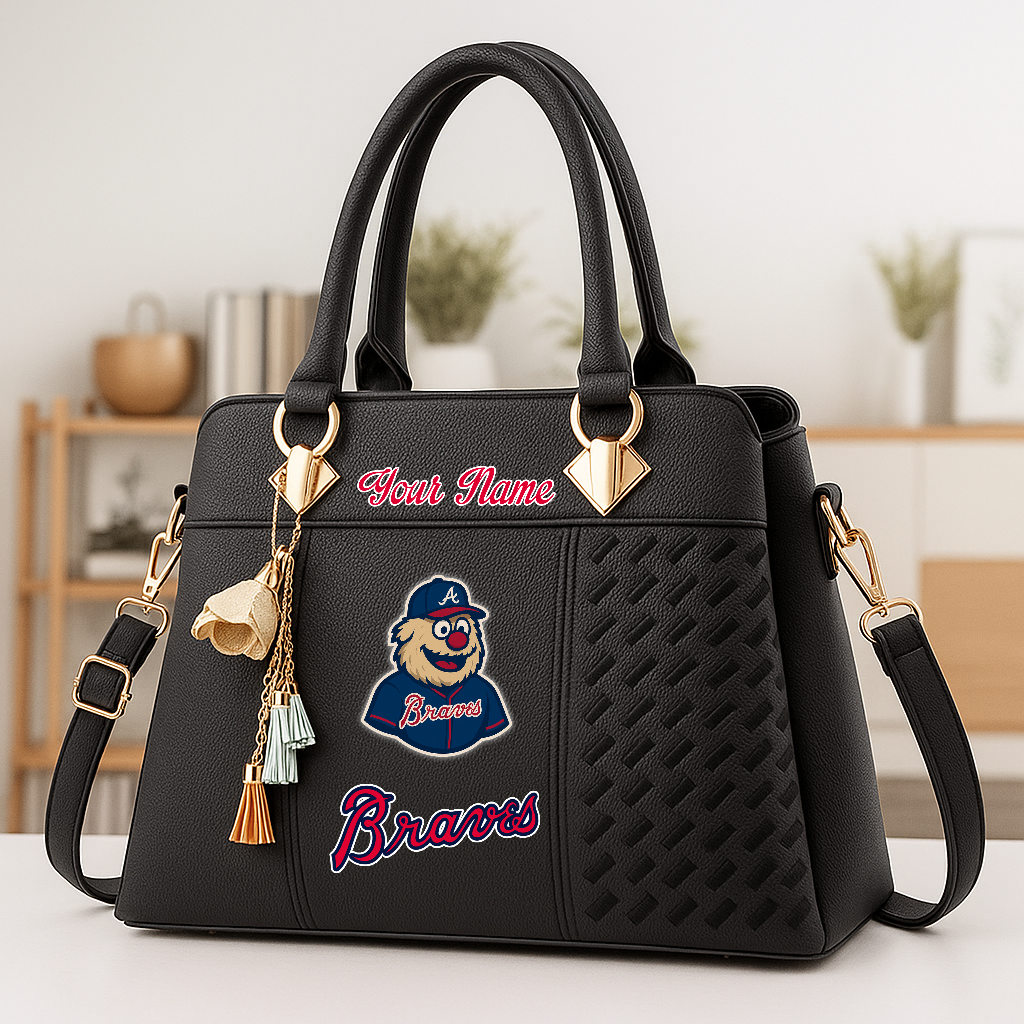LIMITED EDITION - NEW CUSTOMIZED MLB09 ABS AT BRAVES ZIP HANDBAG MULTICOLOR