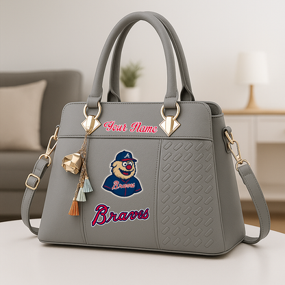 LIMITED EDITION - NEW CUSTOMIZED MLB09 ABS AT BRAVES ZIP HANDBAG MULTICOLOR