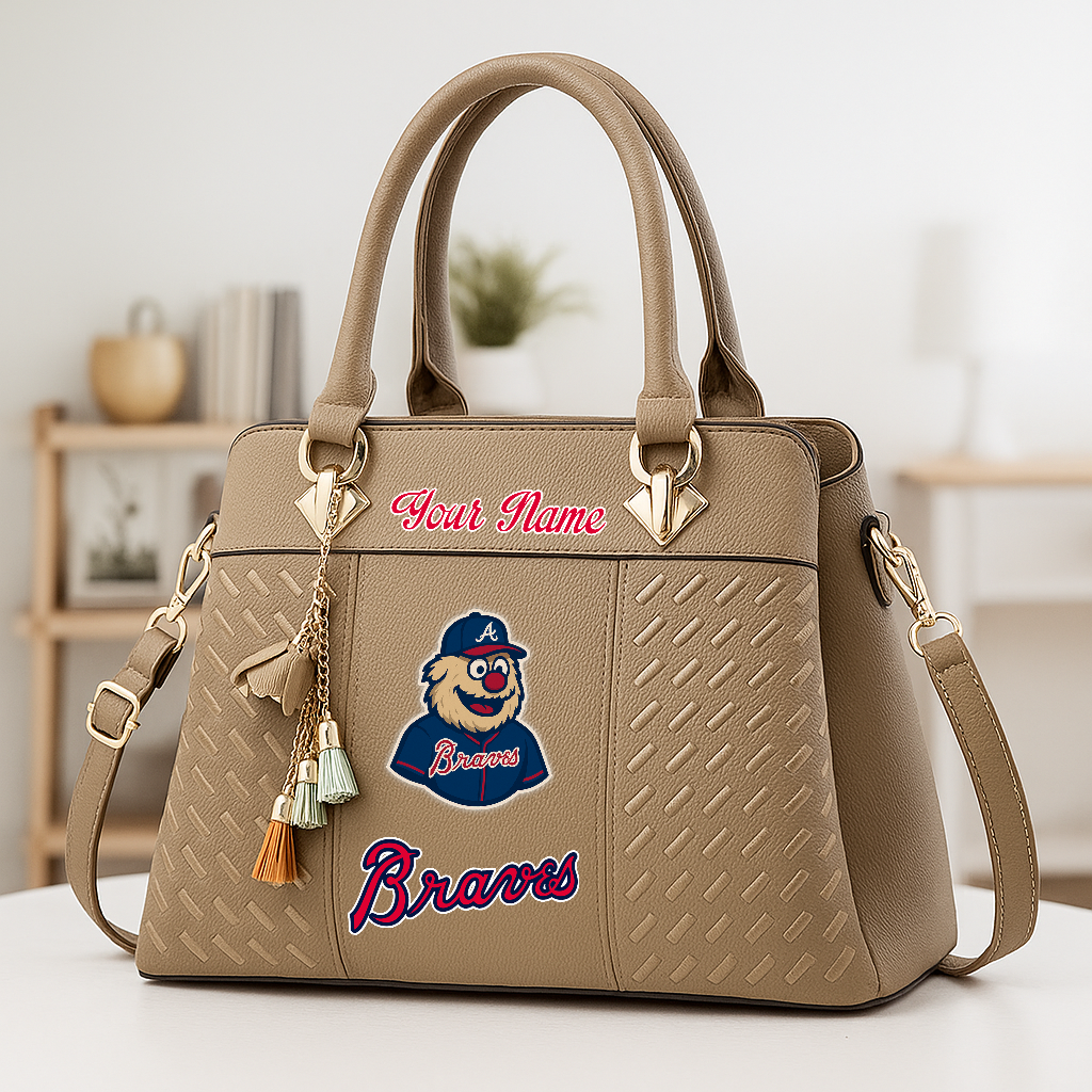 LIMITED EDITION - NEW CUSTOMIZED MLB09 ABS AT BRAVES ZIP HANDBAG MULTICOLOR