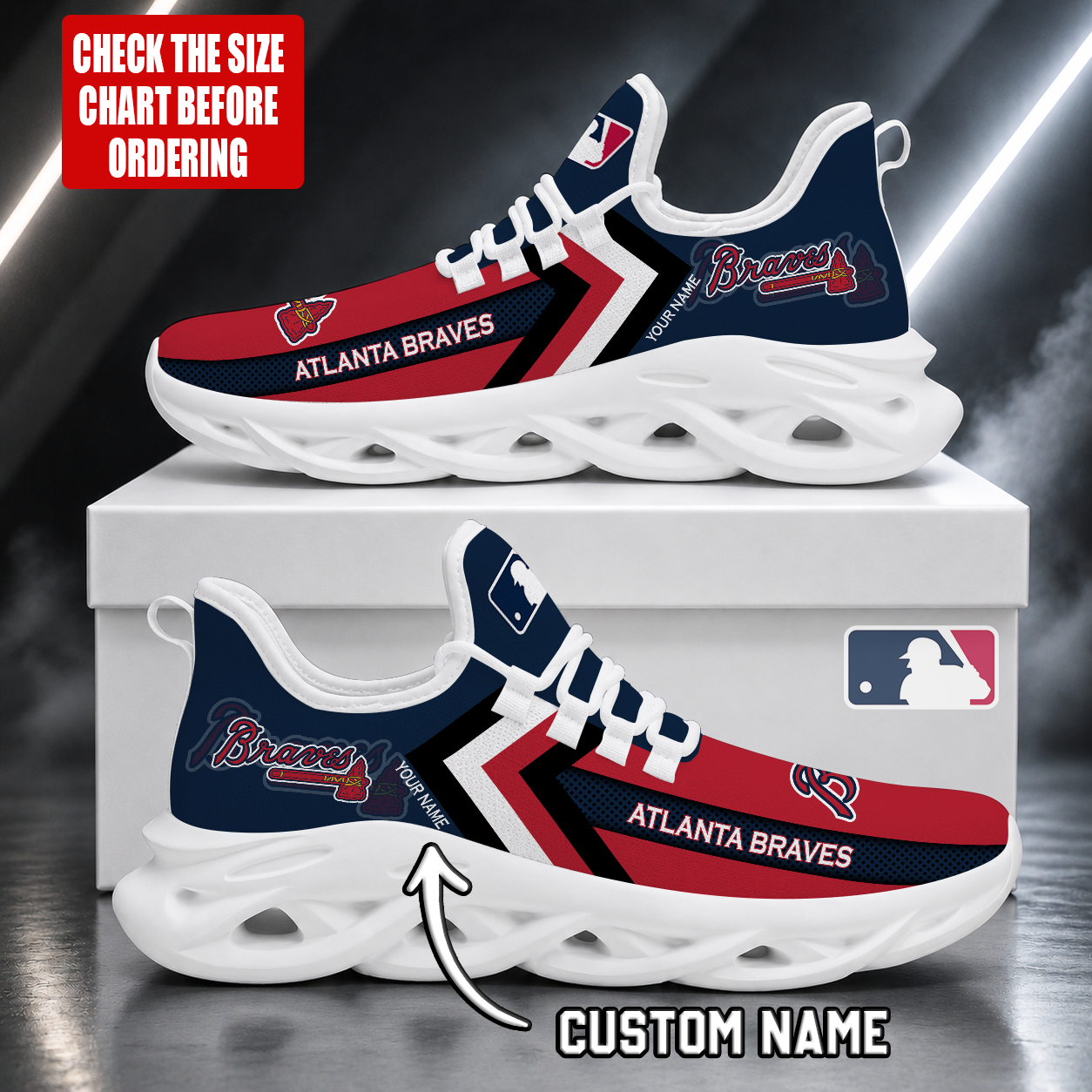 FINAL SALE - NEW CUSTOMIZED MLB09 ABS ATLANTA BRAVES MAX SOUL SHOES