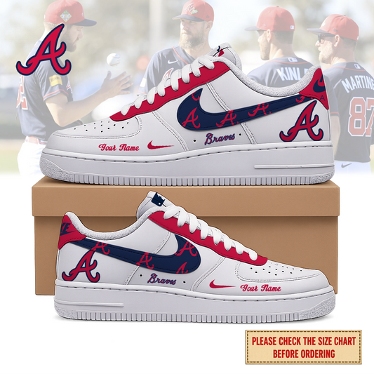FINAL SALE - NEW CUSTOMIZED MLB09 ABS ATLANTA BRAVES AF1 SHOES