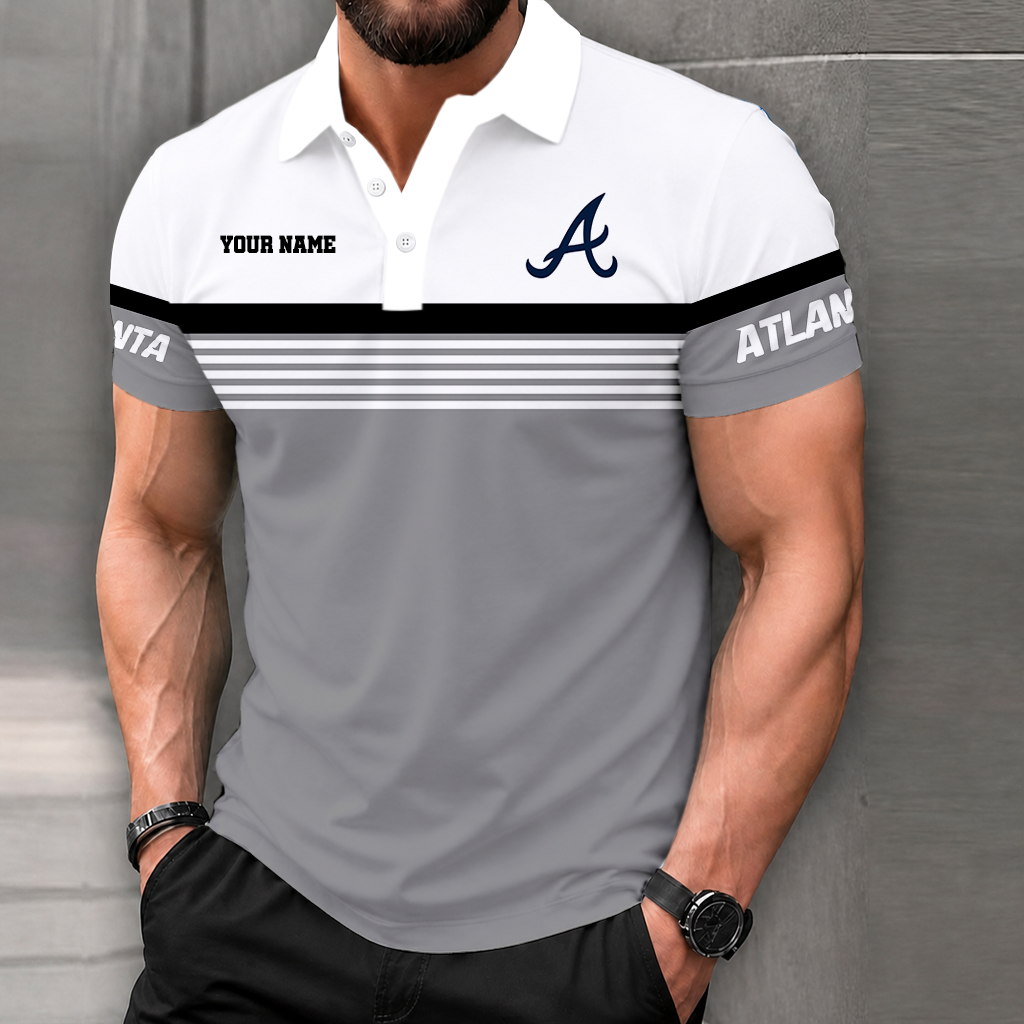 LIMITED EDITION - NEW CUSTOMIZED MLB09 ABS ATLANTA BRAVES POLO SHIRT
