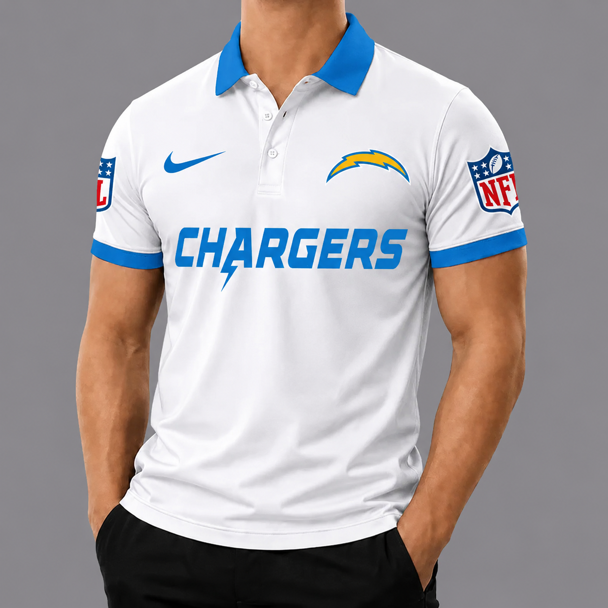 LIMITED EDITION - NEW CUSTOMIZED NFL09 LAC LOS ANGELES CHARGERS POLO SHIRT, ZIP POLO SHIRT, T-SHIRT, HOODIE, ZIP HOODIE & SWEATSHIRT