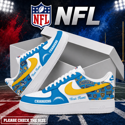 FINAL SALE - NEW CUSTOMIZED NFL09 LAC LOS ANGELES CHARGERS AF1 SHOES