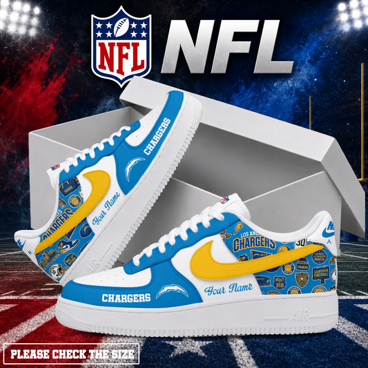 FINAL SALE - NEW CUSTOMIZED NFL09 LAC LOS ANGELES CHARGERS AF1 SHOES