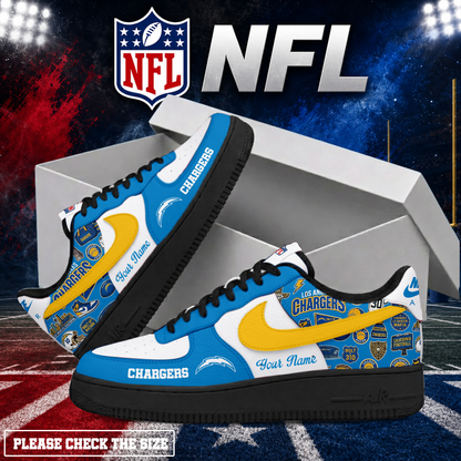 FINAL SALE - NEW CUSTOMIZED NFL09 LAC LOS ANGELES CHARGERS AF1 SHOES