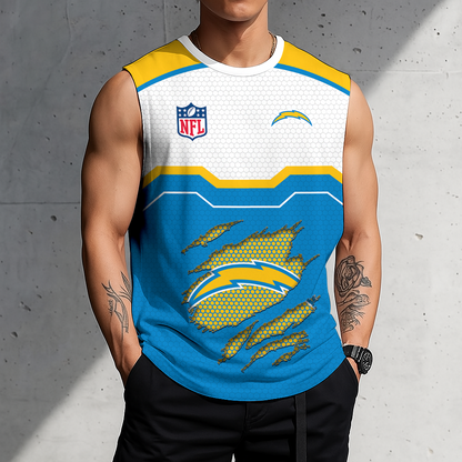 FINAL SALE - NEW CUSTOMIZED NFL09 LAC LOS ANGELES CHARGERS MEN'S GYM SHIRT