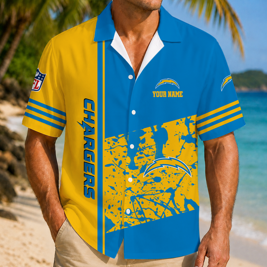 FINAL SALE - NEW CUSTOMIZED NFL09 LAC LOS ANGELES CHARGERS UNISEX HAWAIIAN SHIRT