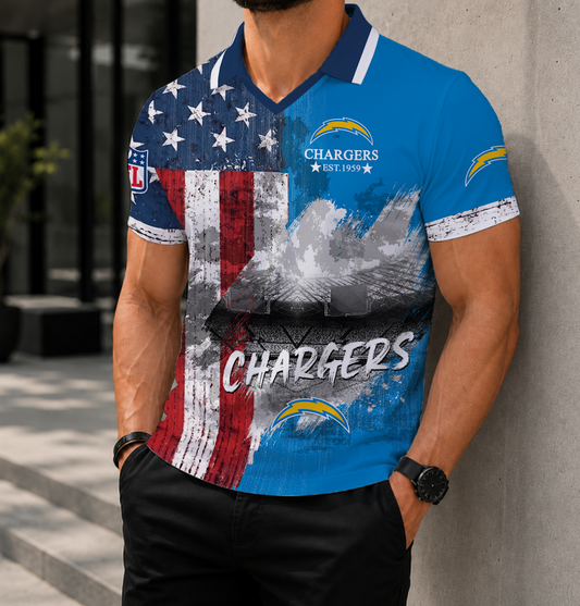 FINAL SALE - NEW CUSTOMIZED NFL09 LAC LOS ANGELES CHARGERS POLO SHIRT