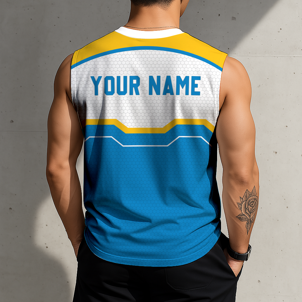 FINAL SALE - NEW CUSTOMIZED NFL09 LAC LOS ANGELES CHARGERS MEN'S GYM SHIRT