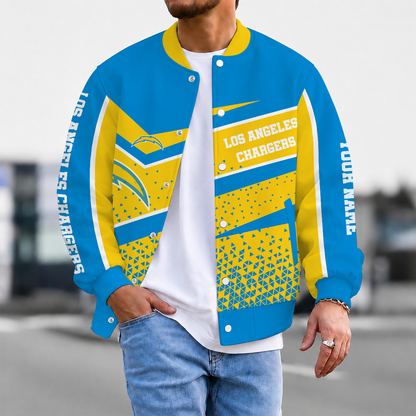 FLASH SALE - NEW CUSTOMIZED NFL09 LAC LOS ANGELES CHARGERS SATIN VARSITY & BASEBALL JACKET