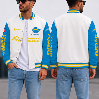 SPECIAL EDITION - NEW CUSTOMIZED NFL09 LAC LOS ANGELES CHARGERS SATIN VARSITY & BASEBALL JACKET