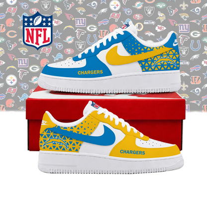 SPECIAL EDITION - NEW CUSTOMIZED NFL09 LAC LOS ANGELES CHARGERS AF1 SHOES