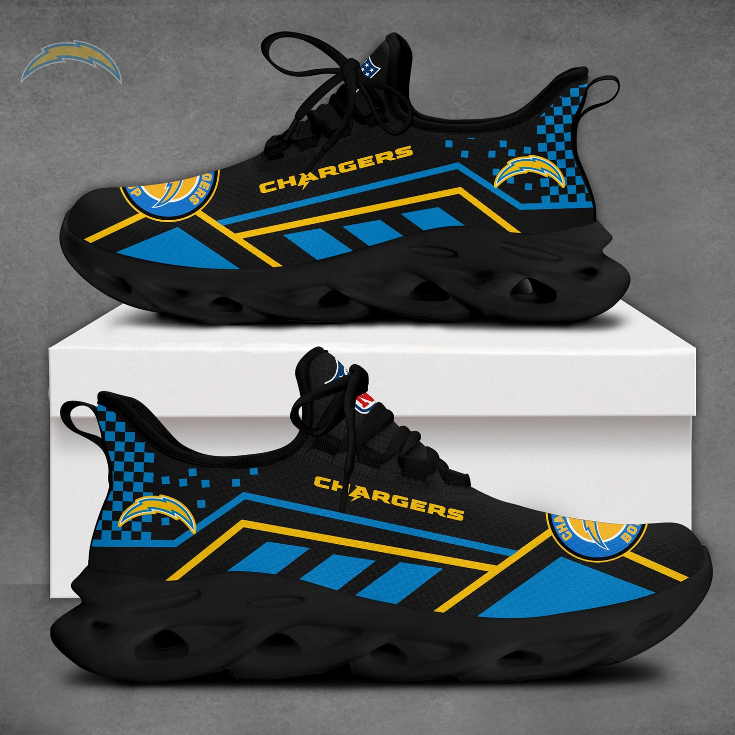 LIMITED EDITION - NEW CUSTOMIZED NFL09 LAC LOS ANGELES CHARGERS MAX SOUL SHOES
