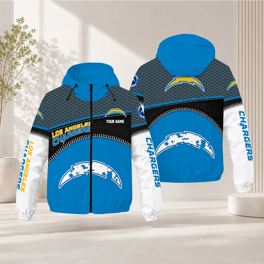HOT DEAL - NEW CUSTOMIZED NFL09 LAC LOS ANGELES CHARGERS WINDBREAKER JACKET