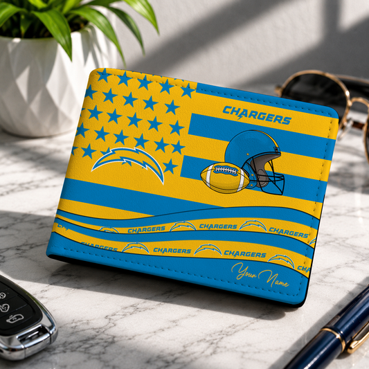 FINAL SALE - NEW CUSTOMIZED NFL09 LAC LOS ANGELES CHARGERS LEATHER WALLET
