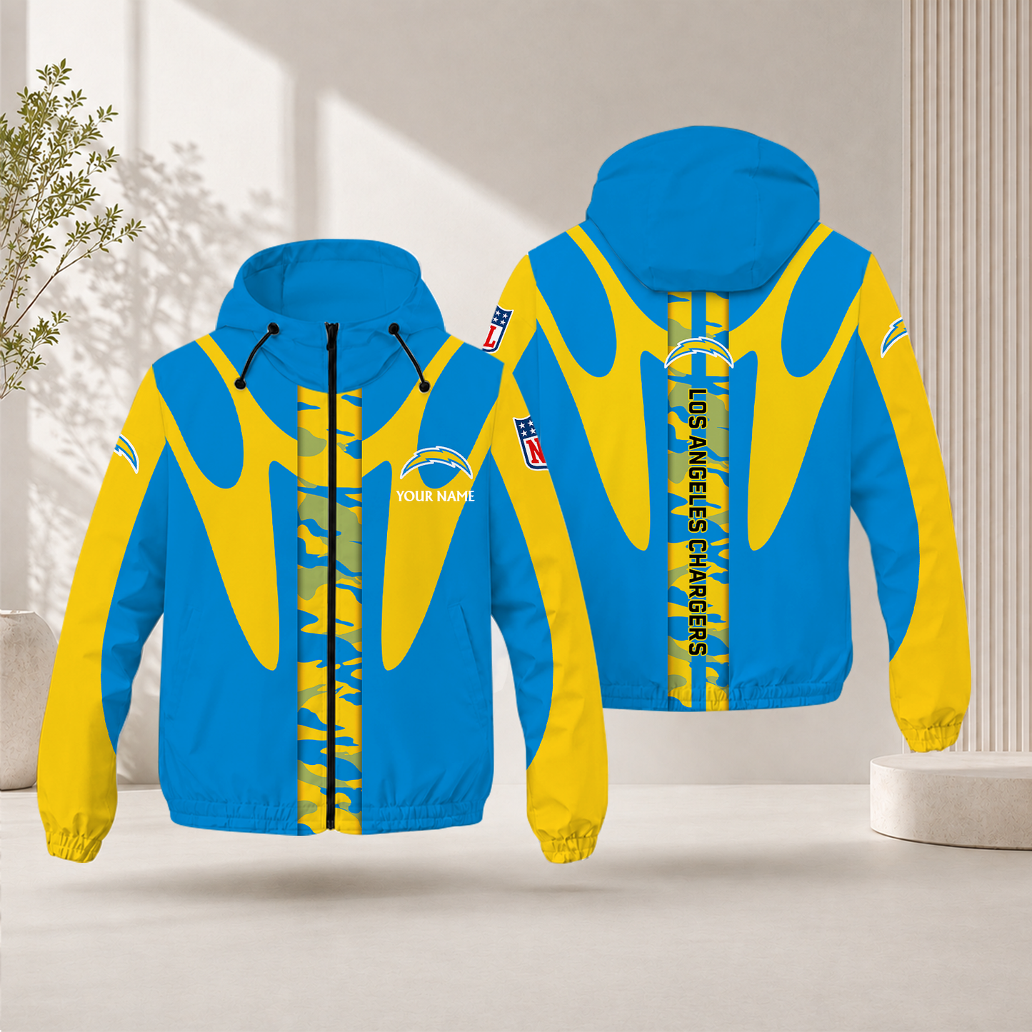 FLASH SALE - NEW CUSTOMIZED NFL09 LAC LOS ANGELES CHARGERS WINDBREAKER JACKET
