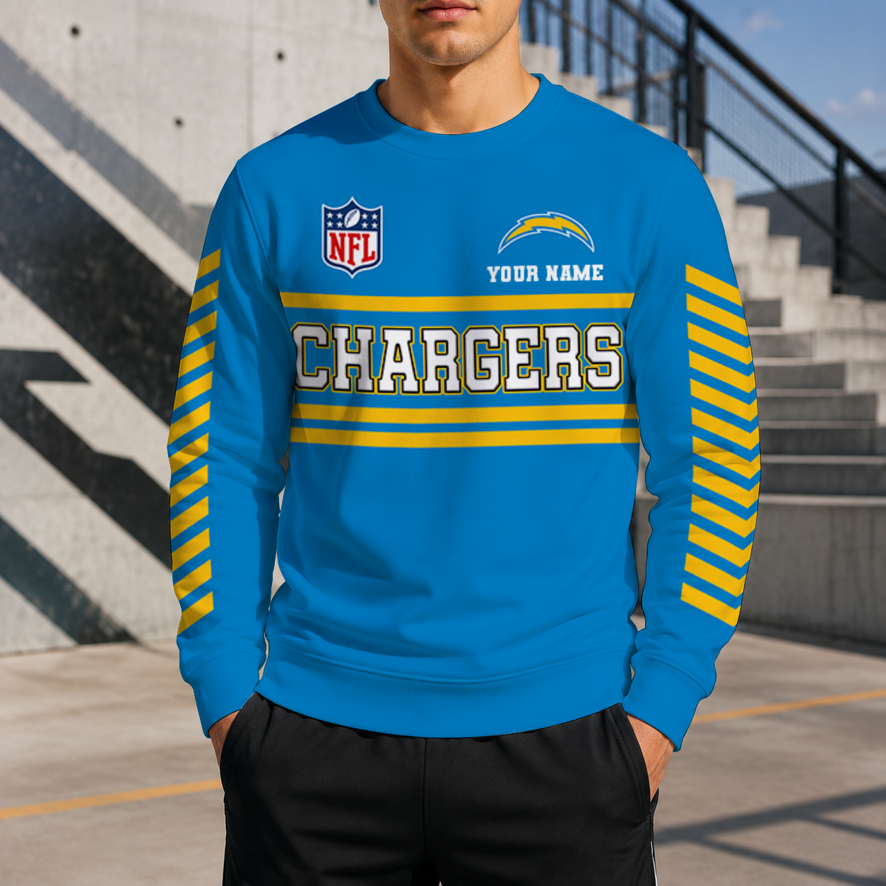 FINAL SALE - NEW CUSTOMIZED NFL09 LAC LOS ANGELES CHARGERS UNISEX SWEATSHIRT