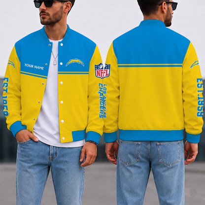 FINAL SALE - NEW CUSTOMIZED NFL09 LAC LOS ANGELES CHARGERS SATIN VARSITY & BASEBALL JACKET