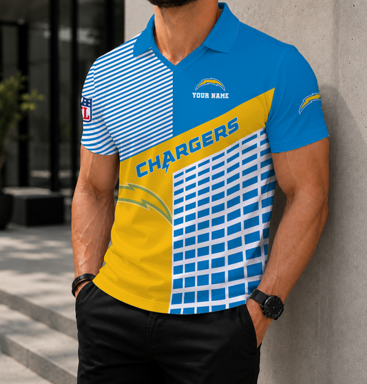 FINAL SALE - NEW CUSTOMIZED NFL09 LAC LOS ANGELES CHARGERS POLO SHIRT