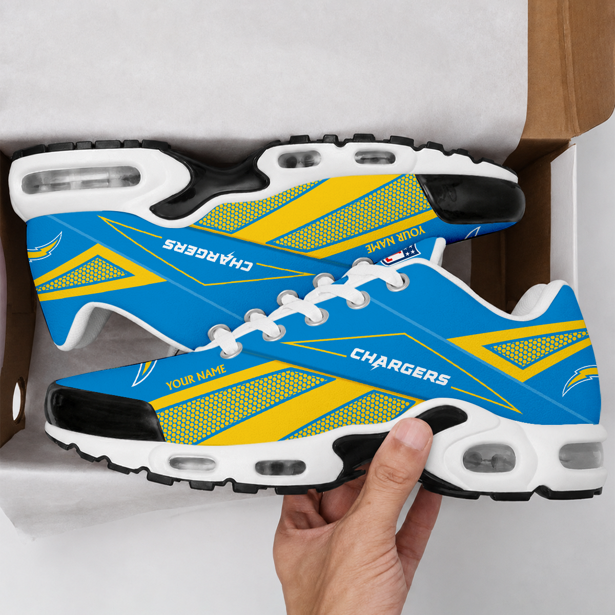 LIMITED EDITION - NEW CUSTOMIZED NFL09 LAC LOS ANGELES CHARGERS AIR MAX PLUS SNEAKERS