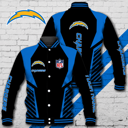 LIMITED EDITION - NEW CUSTOMIZED NFL09 LAC LOS ANGELES CHARGERS SATIN VARSITY & BASEBALL JACKET