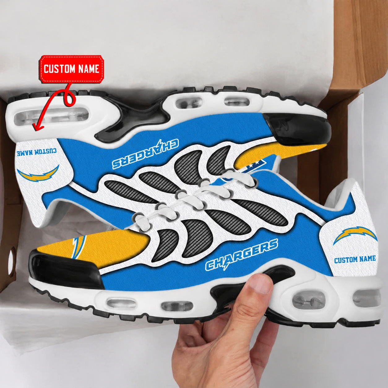 HOT DEAL - NEW CUSTOMIZED NFL09 LAC LOS ANGELES CHARGERS AIR MAX PLUS SNEAKERS