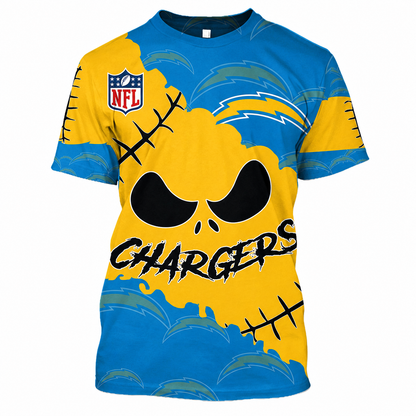 SPECIAL EDITION - NEW CUSTOMIZED NFL09 LAC LOS ANGELES CHARGERS HALLOWEEN SKULL APPAREL FOR FANS