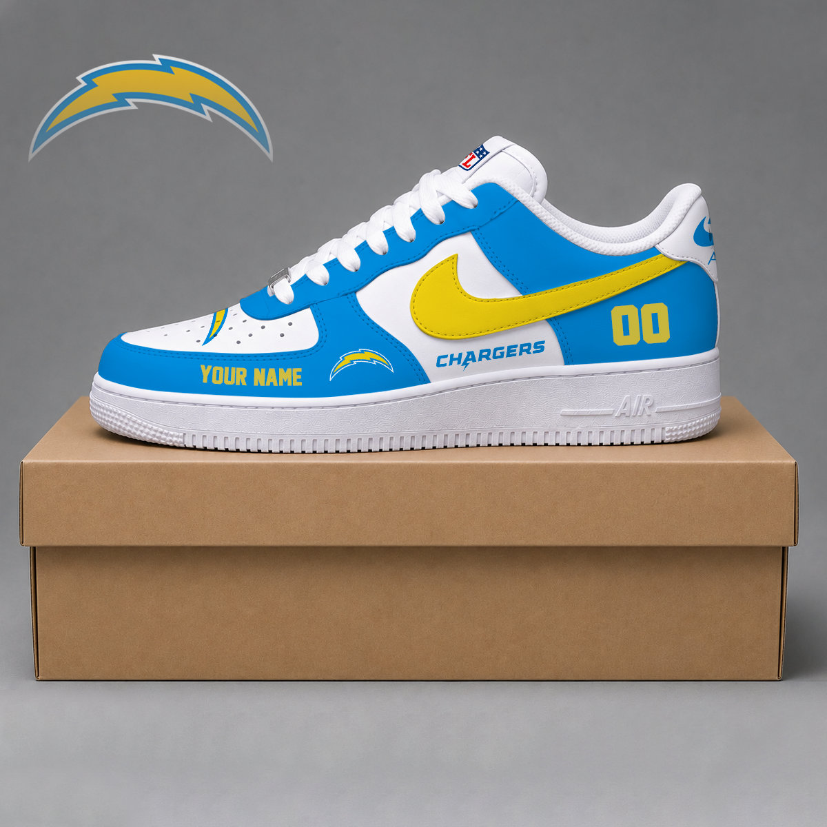 ELITE EDITION - NEW CUSTOMIZED NFL09 LAC LOS ANGELES CHARGERS AF1 SHOES