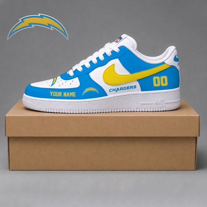 ELITE EDITION - NEW CUSTOMIZED NFL09 LAC LOS ANGELES CHARGERS AF1 SHOES