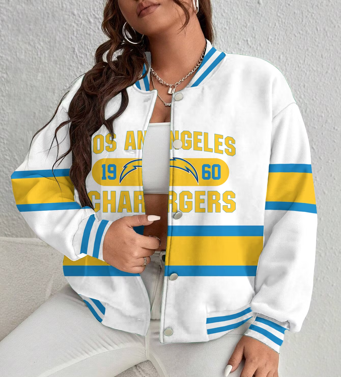 FINAL SALE - NEW CUSTOMIZED NFL09 LAC LOS ANGELES CHARGERS SATIN VARSITY & BASEBALL JACKET