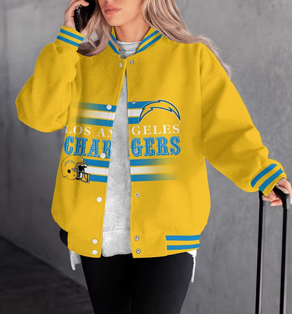 FINAL SALE - NEW CUSTOMIZED NFL09 LAC LOS ANGELES CHARGERS SATIN VARSITY & BASEBALL JACKET