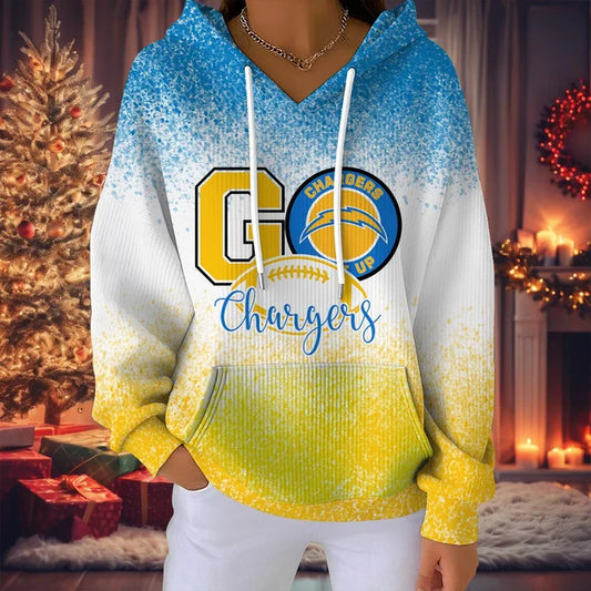 SPECIAL EDITION - NEW CUSTOMIZED NFL09 LAC LOS ANGELES CHARGERS RIBBED HOODIE & SWEATSHIRT