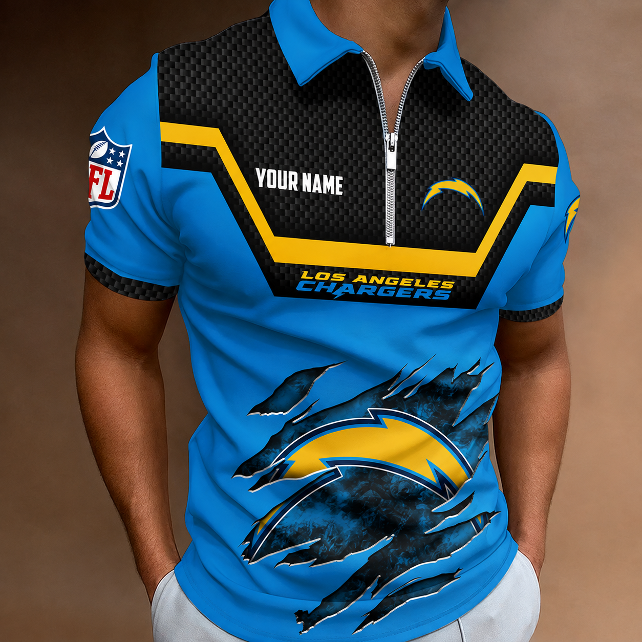 LIMITED EDITION - NEW CUSTOMIZED NFL09 LAC LOS ANGELES CHARGERS T-SHIRT, POLO SHIRT, ZIP POLO SHIRT, SWEATSHIRT, HOODIE & ZIP HOODIE