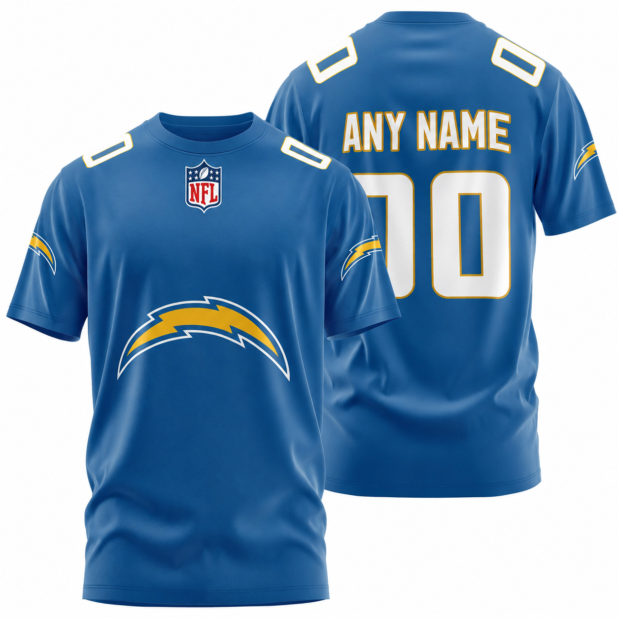 FINAL SALE - NEW CUSTOMIZED NFL09 LAC LOS ANGELES CHARGERS T-SHIRT, POLO SHIRT, ZIP POLO SHIRT, SWEATSHIRT, HOODIE & ZIP HOODIE