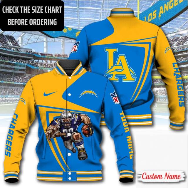 LIMITED EDITION - NEW CUSTOMIZED NFL09 LAC LOS ANGELES CHARGERS SATIN VARSITY & BASEBALL JACKET