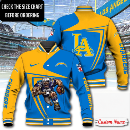 LIMITED EDITION - NEW CUSTOMIZED NFL09 LAC LOS ANGELES CHARGERS SATIN VARSITY & BASEBALL JACKET