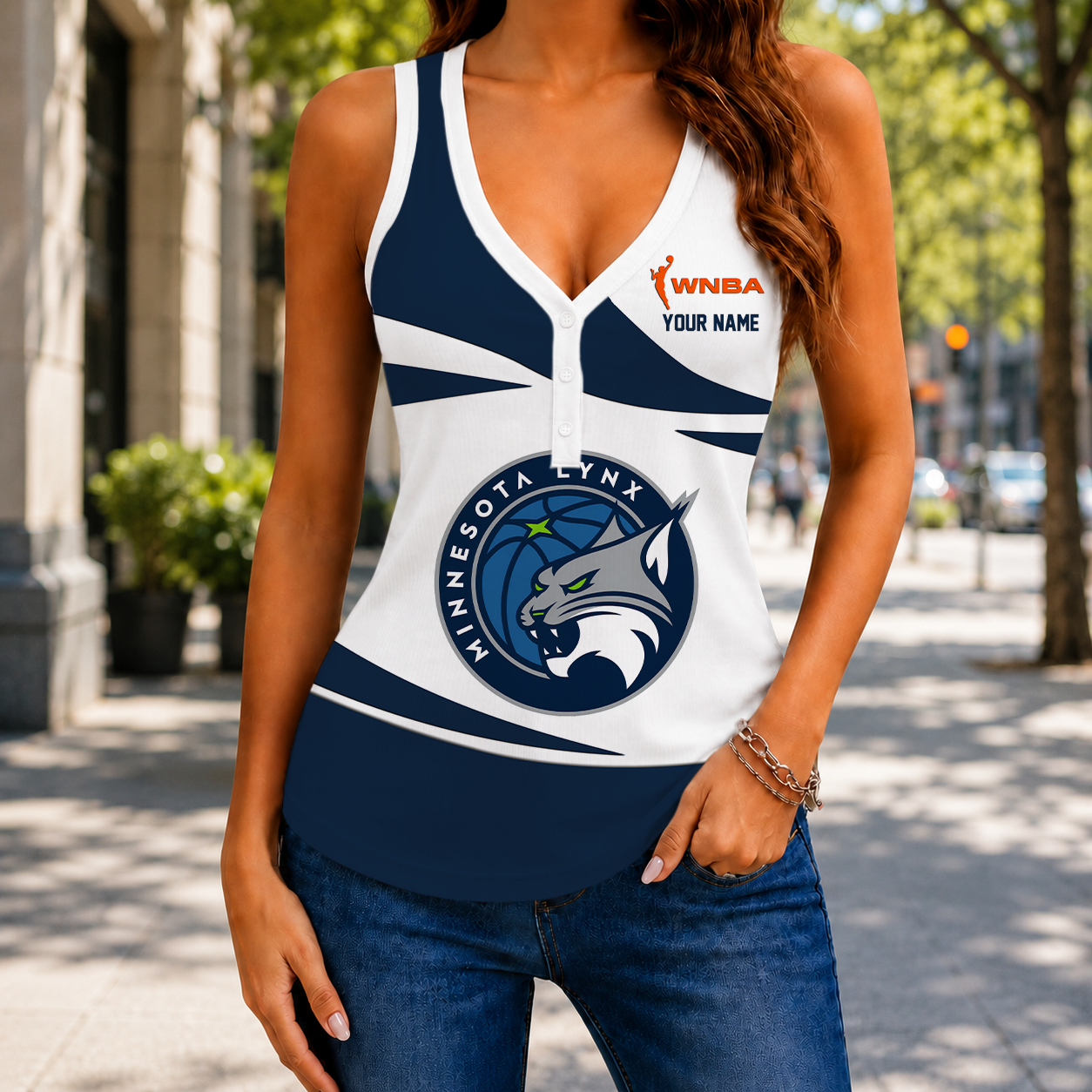 LIMITED EDITION - NEW CUSTOMIZED WNBA09 MNL MINNESOTA LYNX WOMEN'S V-NECK TANK TOP