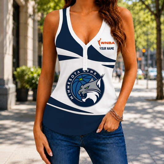 LIMITED EDITION - NEW CUSTOMIZED WNBA09 MNL MINNESOTA LYNX WOMEN'S V-NECK TANK TOP