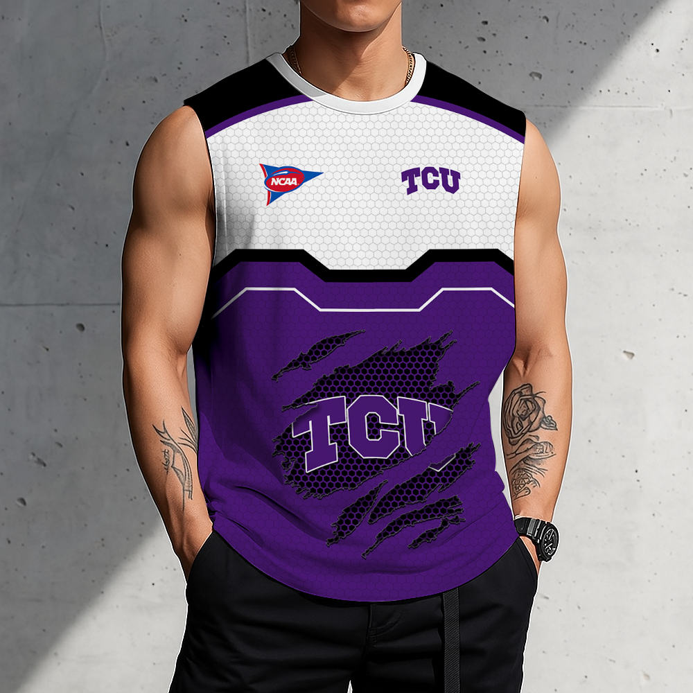SPECIAL EDITION - NEW CUSTOMIZED NCAA FBS09 THF TCU HORNED FROGS MEN'S GYM SHIRT