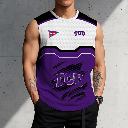 SPECIAL EDITION - NEW CUSTOMIZED NCAA FBS09 THF TCU HORNED FROGS MEN'S GYM SHIRT