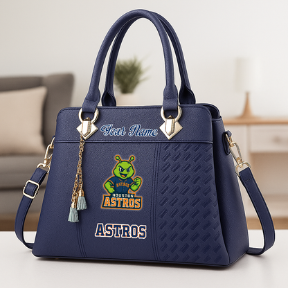 LIMITED EDITION - NEW CUSTOMIZED MLB10 HAS HT ASTROS ZIP HANDBAG MULTICOLOR