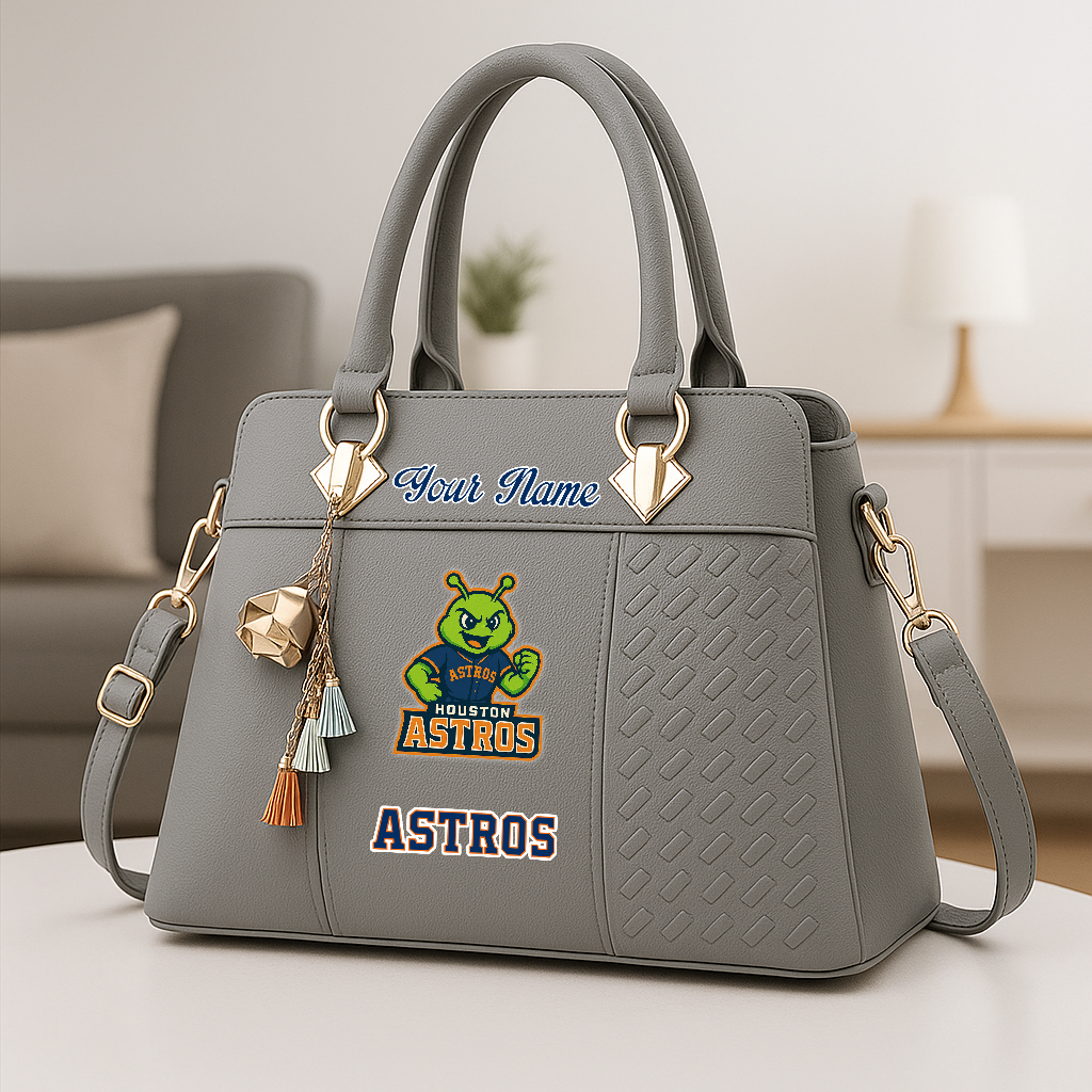 LIMITED EDITION - NEW CUSTOMIZED MLB10 HAS HT ASTROS ZIP HANDBAG MULTICOLOR