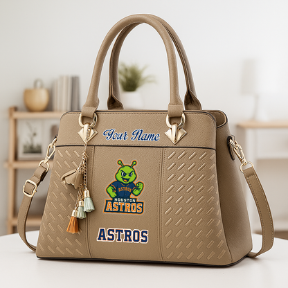 LIMITED EDITION - NEW CUSTOMIZED MLB10 HAS HT ASTROS ZIP HANDBAG MULTICOLOR