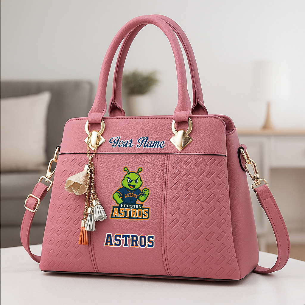 LIMITED EDITION - NEW CUSTOMIZED MLB10 HAS HT ASTROS ZIP HANDBAG MULTICOLOR