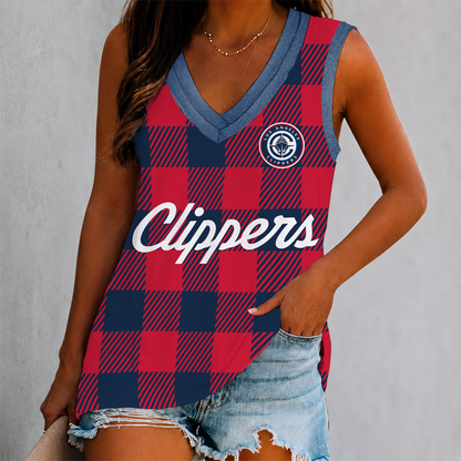 VIRAL EDITION - NEW CUSTOMIZED NBA10 LCL LOS ANGELES CLIPPERS WOMEN'S V-NECK TANK TOP