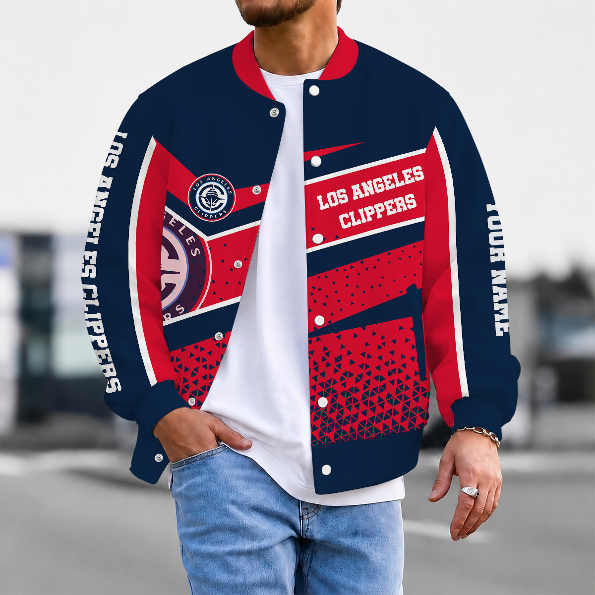 FLASH SALE - NEW CUSTOMIZED NBA10 LCL LOS ANGELES CLIPPERS BASEBALL JACKET, SATIN VARSITY JACKET