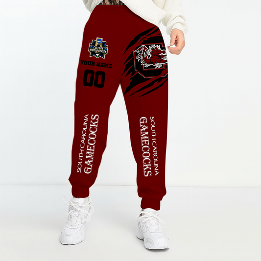 LIMITED DROP - NEW CUSTOMIZED COLLEGE WORLD SERIES NCAA10 SCG SOUTH CAROLINA GAMECOCKS UNISEX LONG PANTS