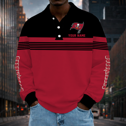EXCLUSIVE EDITION - NEW CUSTOMIZED NFL10 TBB TAMPA BAY BUCCANEERS LONG SLEEVE POLO SHIRT