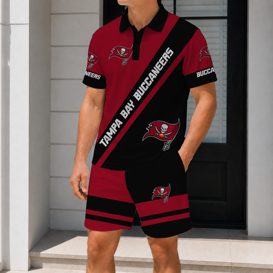 FINAL SALE - NEW CUSTOMIZED NFL10 TBB TAMPA BAY BUCCANEERS POLO SHIRT & SHORT PANTS SET